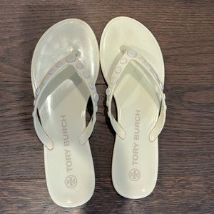 Tory Burch Ivory Flip Flops